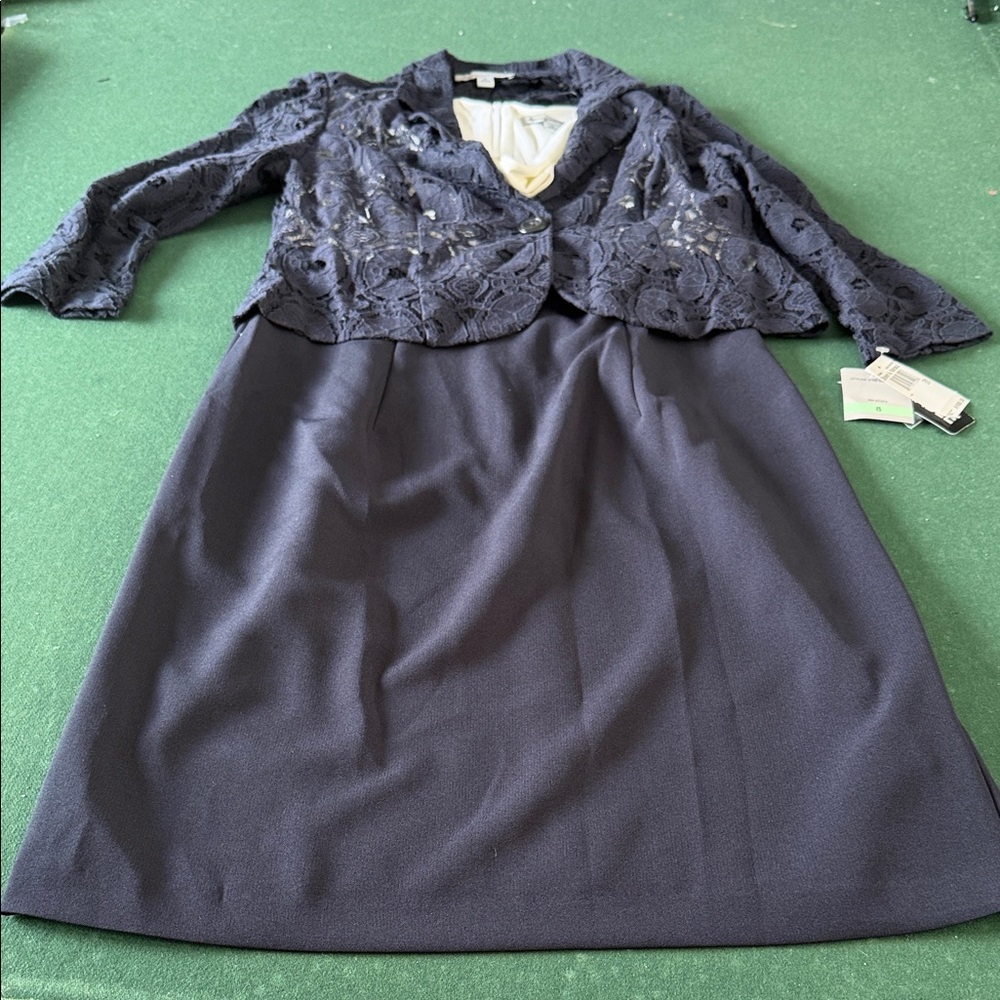 Danny & Nicole Navy Long Sleeve Dress. CAJA # 1. C